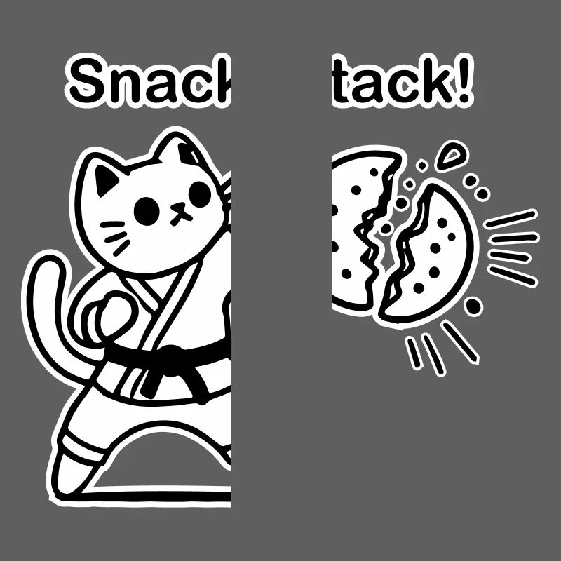 Karate Cat punching a cookie - Snack Attack Design
