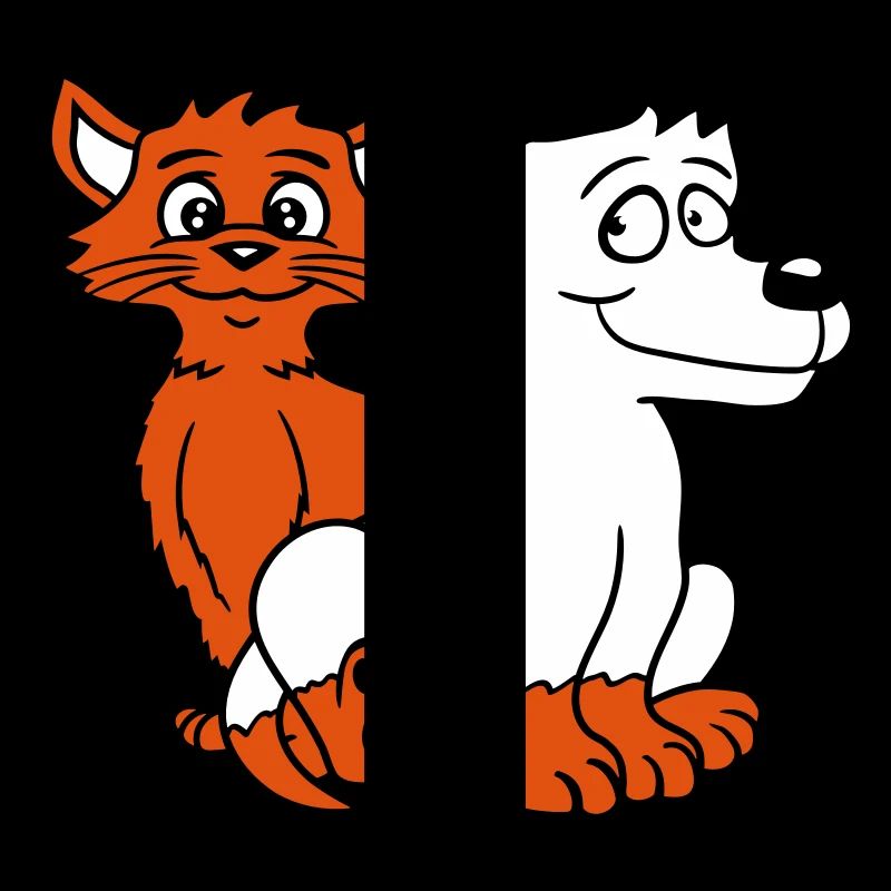 Chien Chat Deux Amis Équipe Chaton 2 Duo Équipage