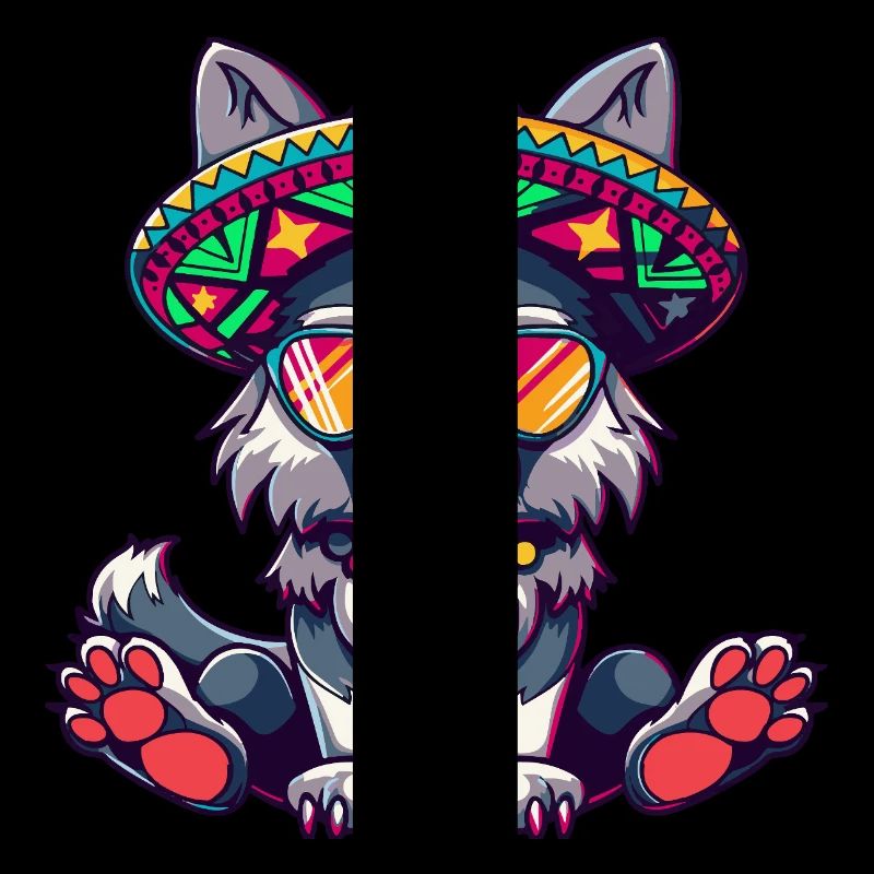 Wolf Comic Funny Sombrero