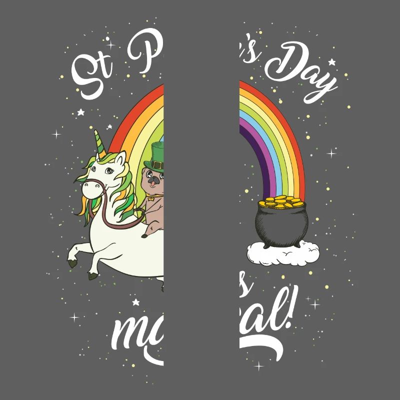 St. Patrick's Day Mops reitet Einhorn Irisch Kind