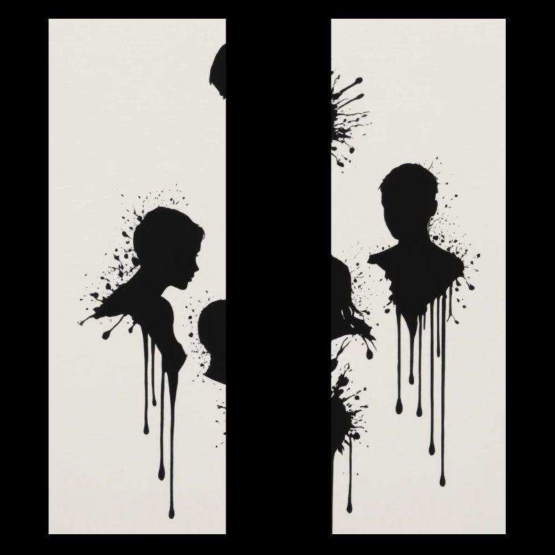 Schwarze Silhouetten mit Farbspritzer-Effekt