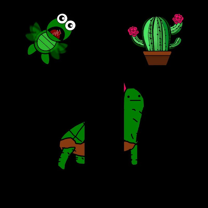 Cactoise – Fusion de tortues de cactus, doodle excentrique.