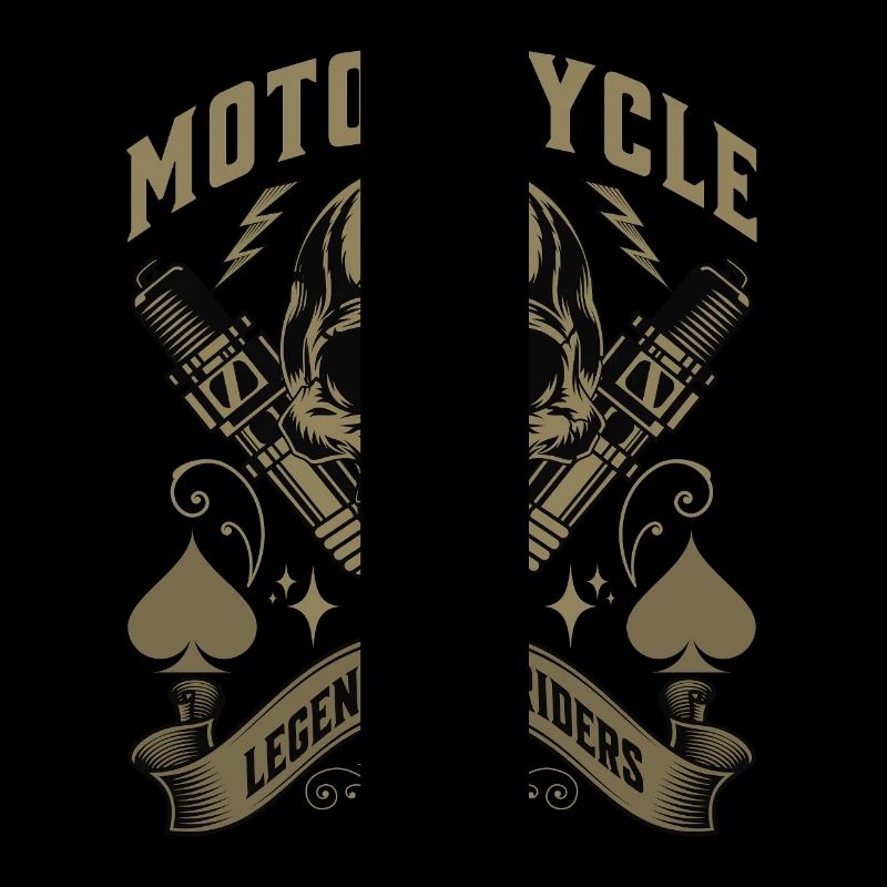 Biker skull with flames and spark plugs artwork