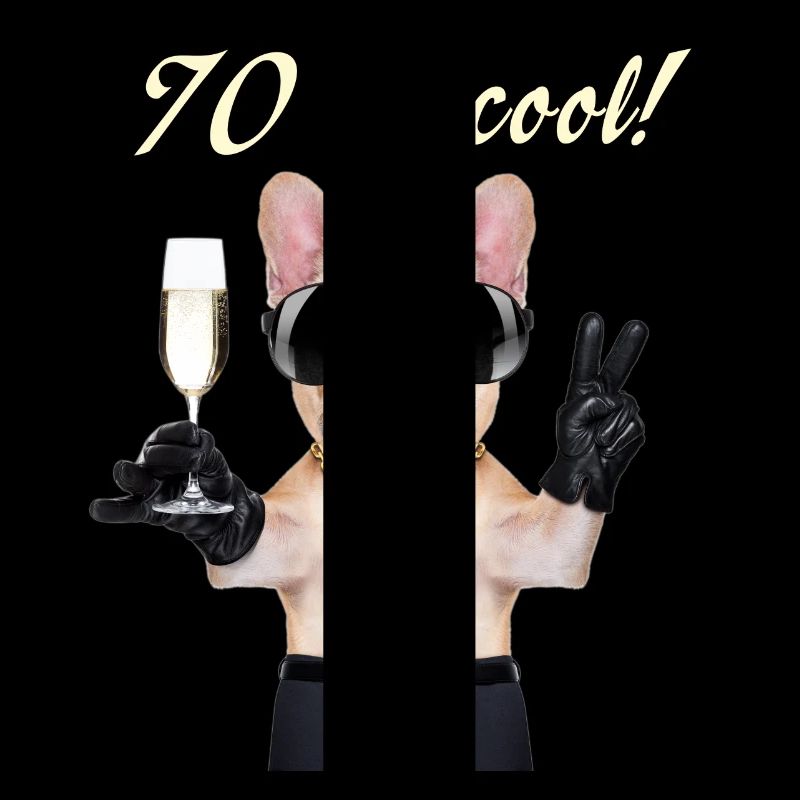 NEU Geburstags Mops 70 ist cool RAHMENLOS Geschenk