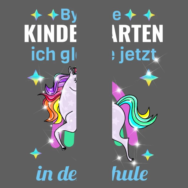 Bye Bye Kindergarten Glitzer Einhorn Einschulung