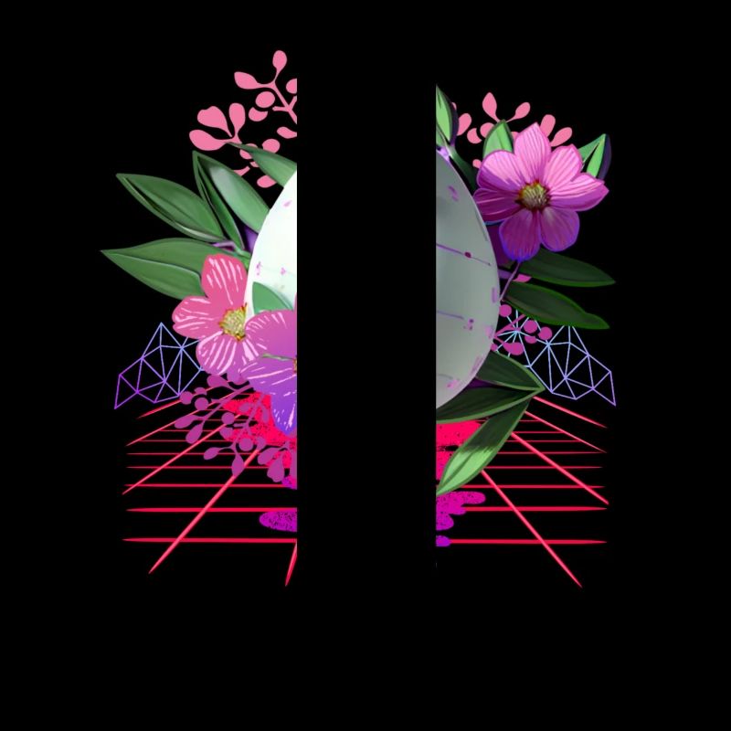 Easter Egg Flowers Art Retro Wave