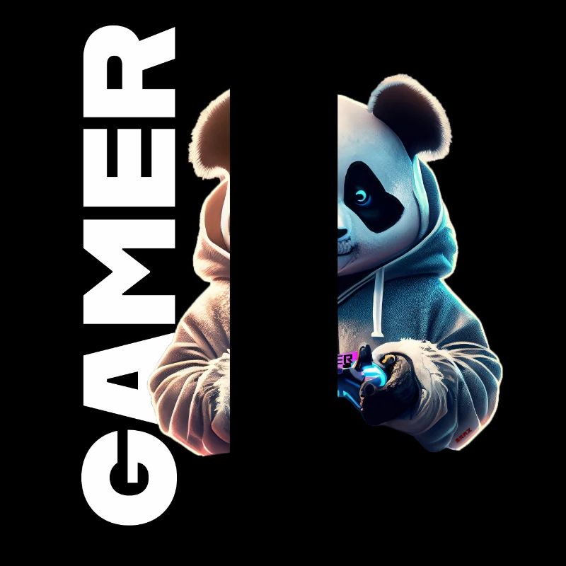Gamer Schriftzug mit coolem Panda