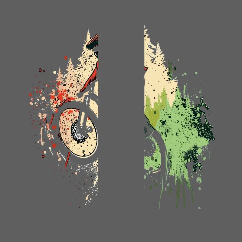 Mountainbiker Wald Graffiti Vintage