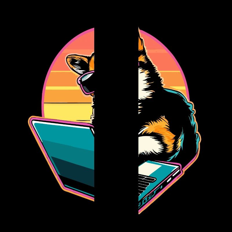 Corgi with Laptop Welsh Corgi Dog