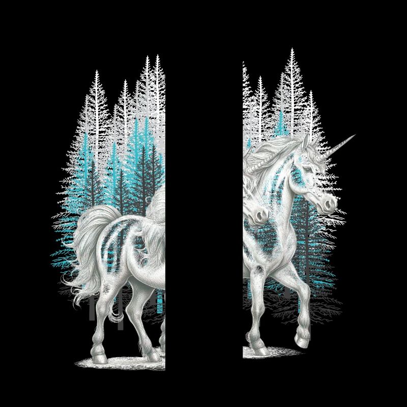 Wald Einhörner Einhorn mystisch Pferd Pferde