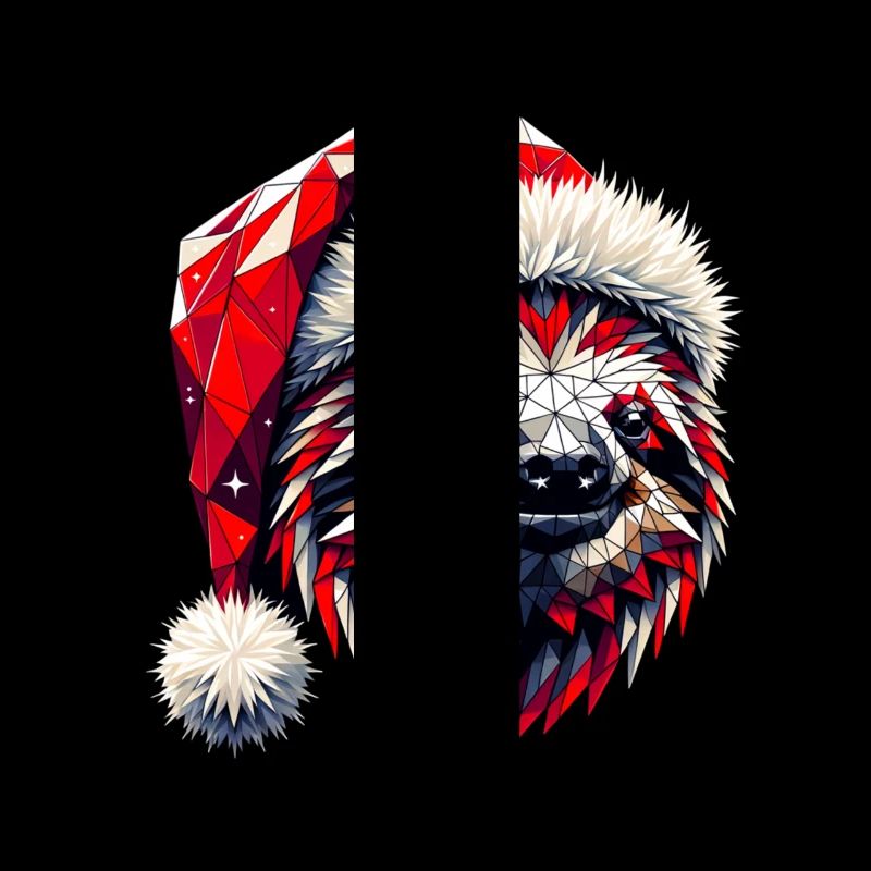 Polygon Art Sloth Santa Hat Original