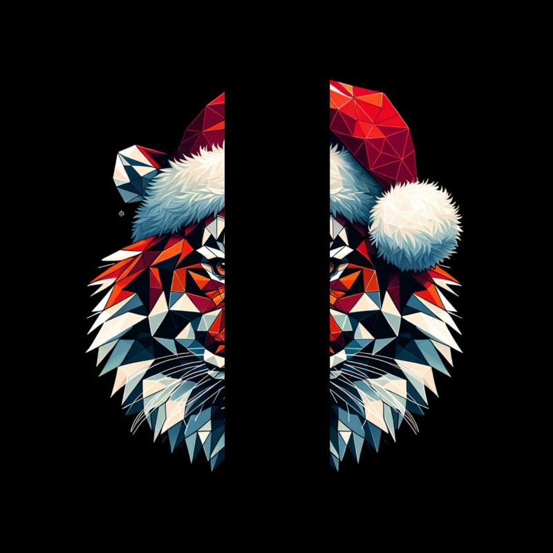 Polygon Kunst Tiger Weihnachtsmütze Original