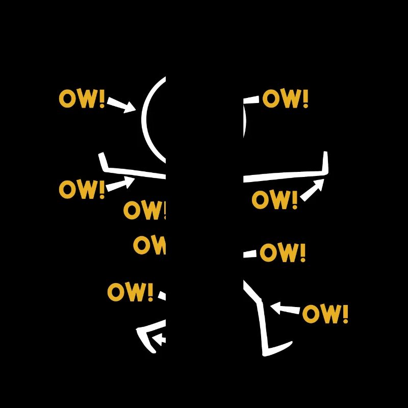 Lustige „Ow!“ Strichmännchen Illustration mit