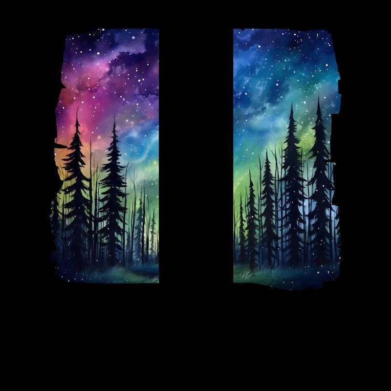 Magical forest landscape under a starry sky with