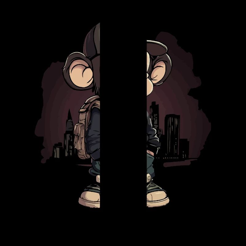 Cool Monkey With Baseball Cap And Backpack In Urban