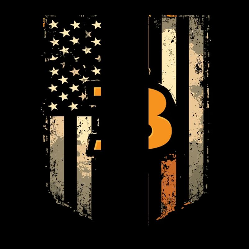 Bitcoin Motif – Rustic Design with USA Flag