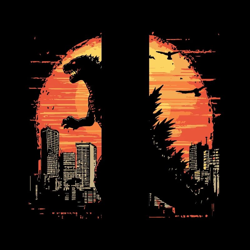 Kaiju Monster Design Coucher de soleil idée cadeau