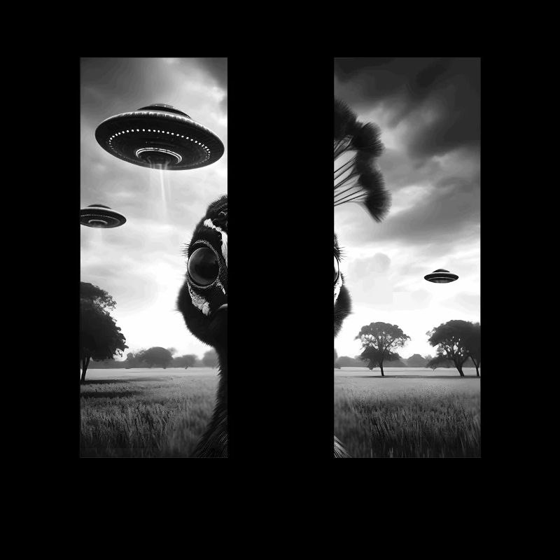 Peacock Funny Graphic Selfie with UFOs Weird Alien