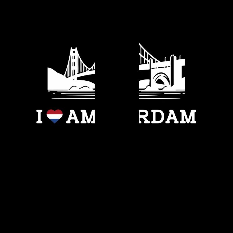 J’aime le drapeau d’Amsterdam Coeur Golden Gate Bridge Jeu de mots