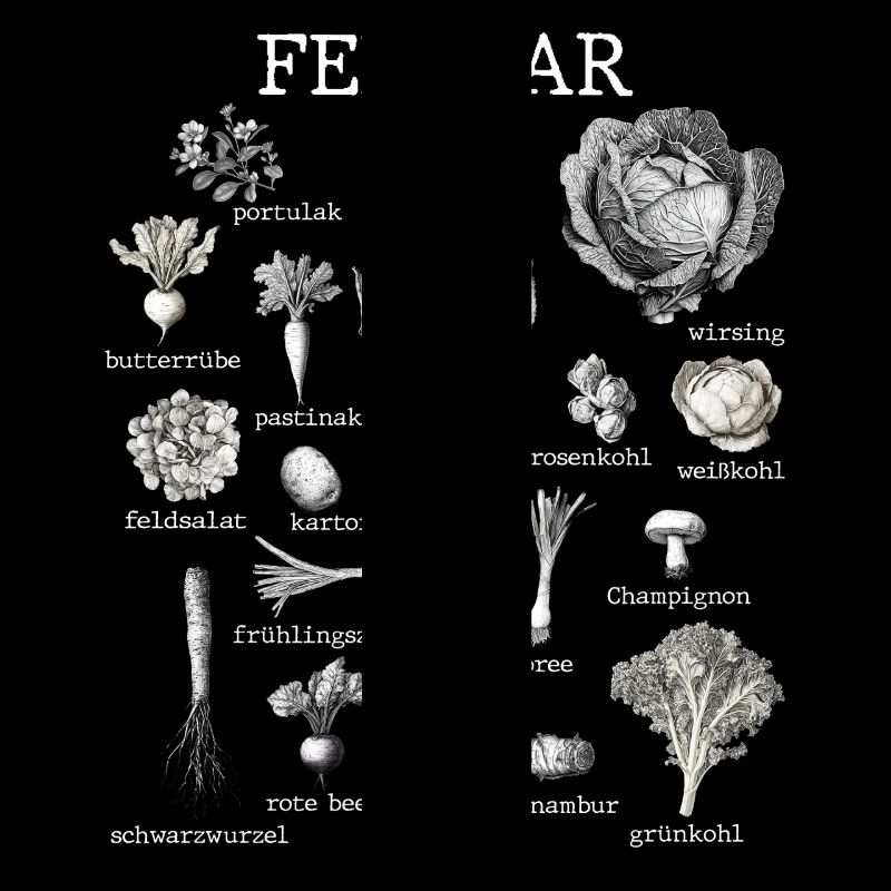 Februar Saisonales Gemüse und Obst Collage