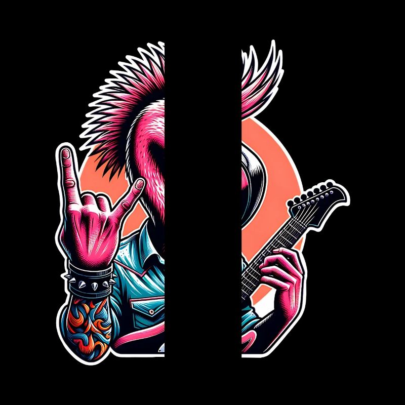 Flamingo Guitariste de Rock and Roll