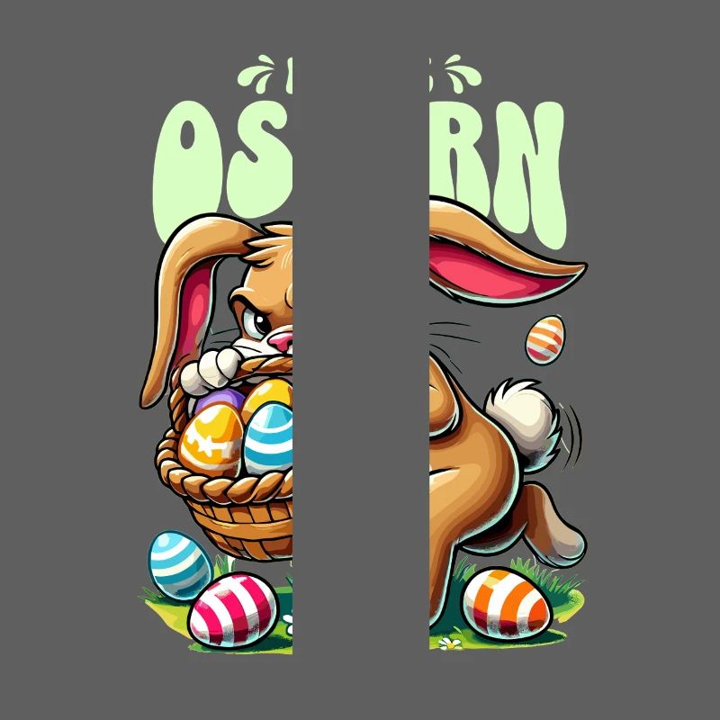 Happy Easter funny bunny with eggs