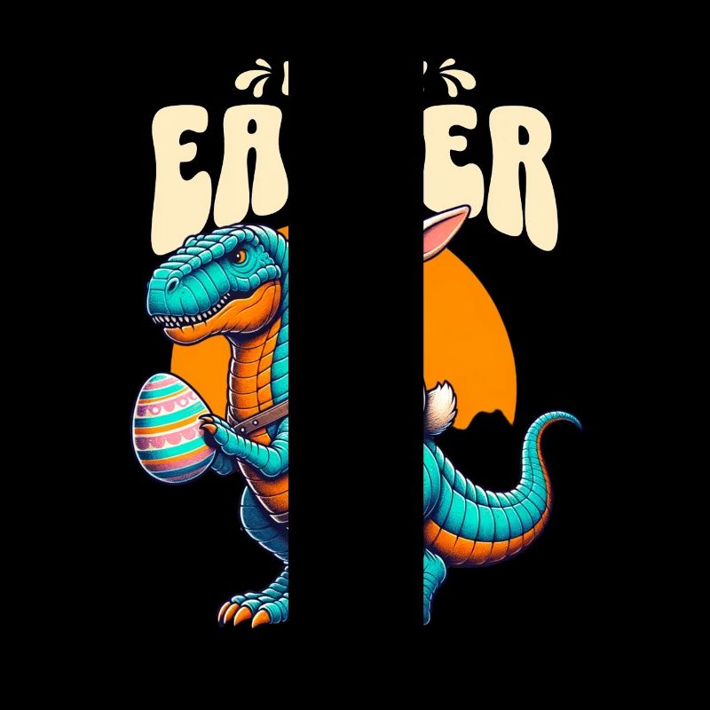 Osterhase Reitet Dinosaurier Mit Osterei