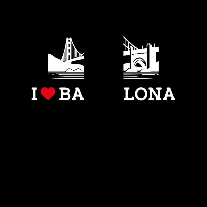 J’aime Barcelone Coeur Drapeau Golden Gate Bridge Jeu de mots