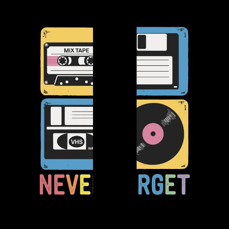 Never Forget 80s Mix Tape Floppy Disk VHS