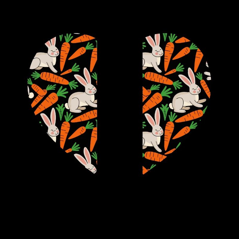 Heart with bunny and carrot pattern for Easter