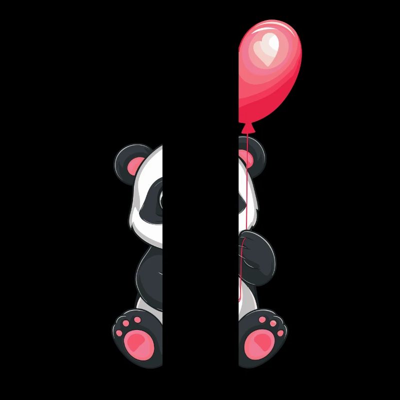 Panda mignon avec conception de ballon en forme de cœur pour