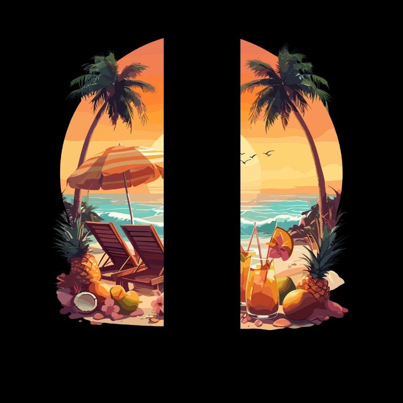 Relaxing on the beach under palm trees with