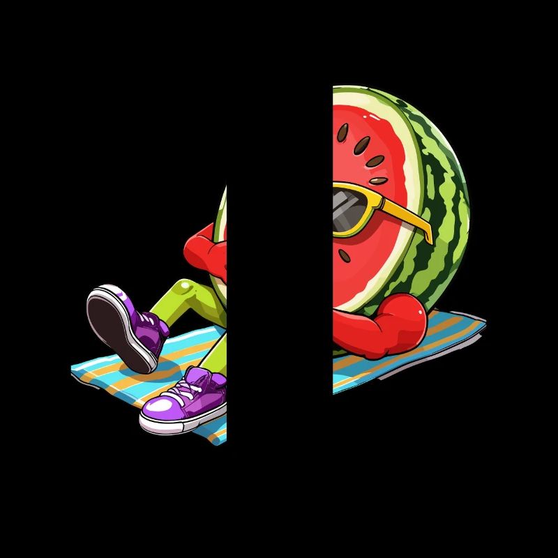 Relaxing Watermelons Illustration Summer