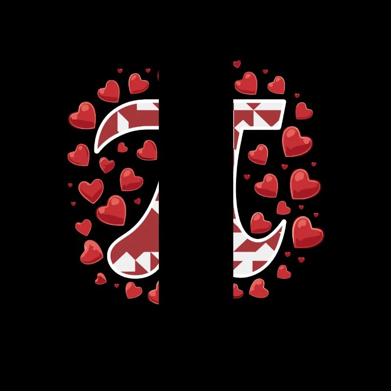 Pi symbol surrounded by hearts for