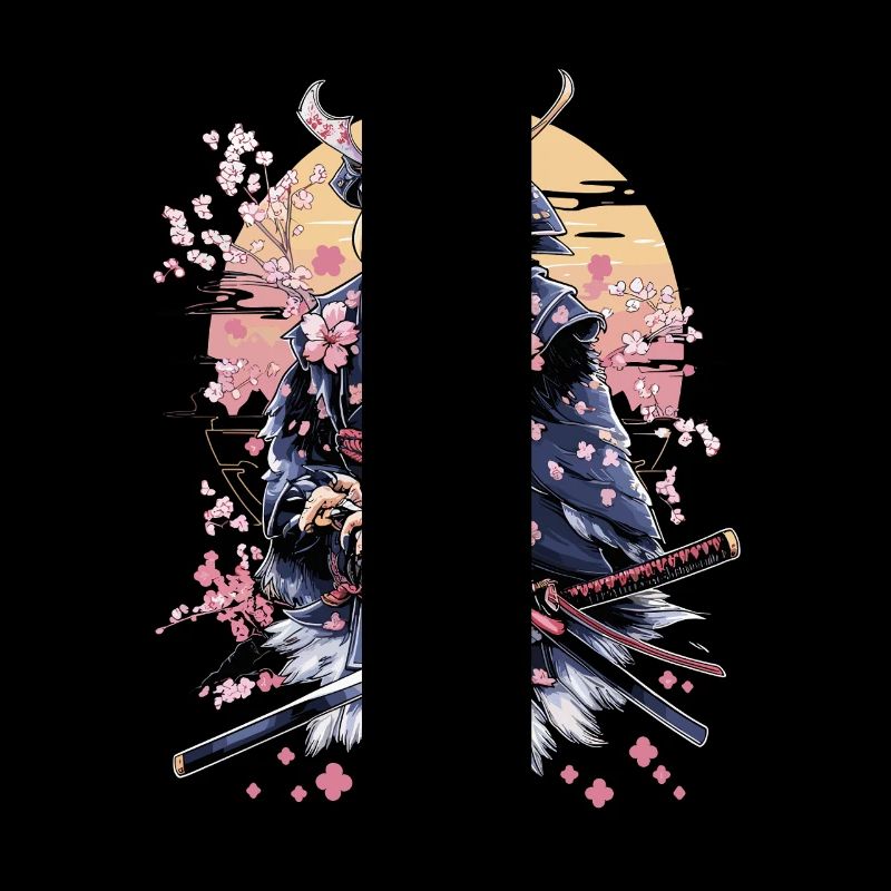 Majestic Samurai Eagle with Cherry Blossoms and