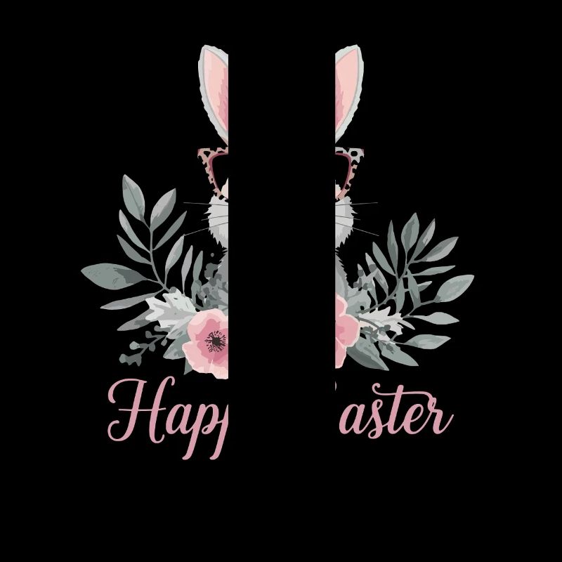 Joyeux lapin de Pâques avec des verres et des fleurs