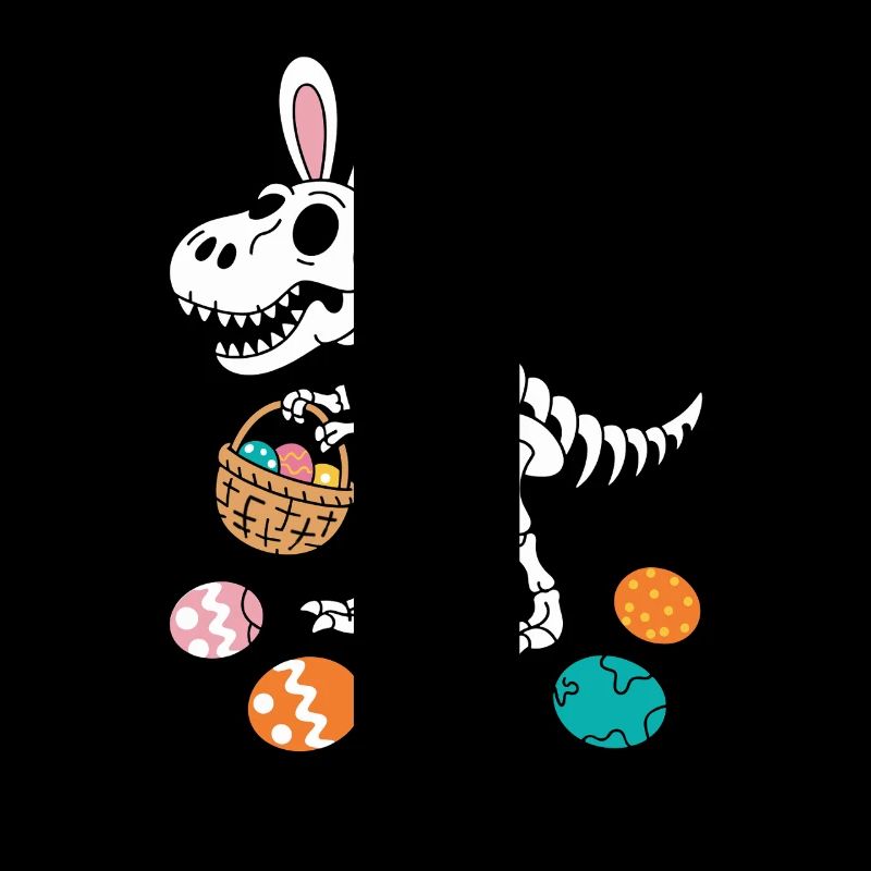 Lapin de Pâques Squelette Dino avec panier d’oeufs de Pâques