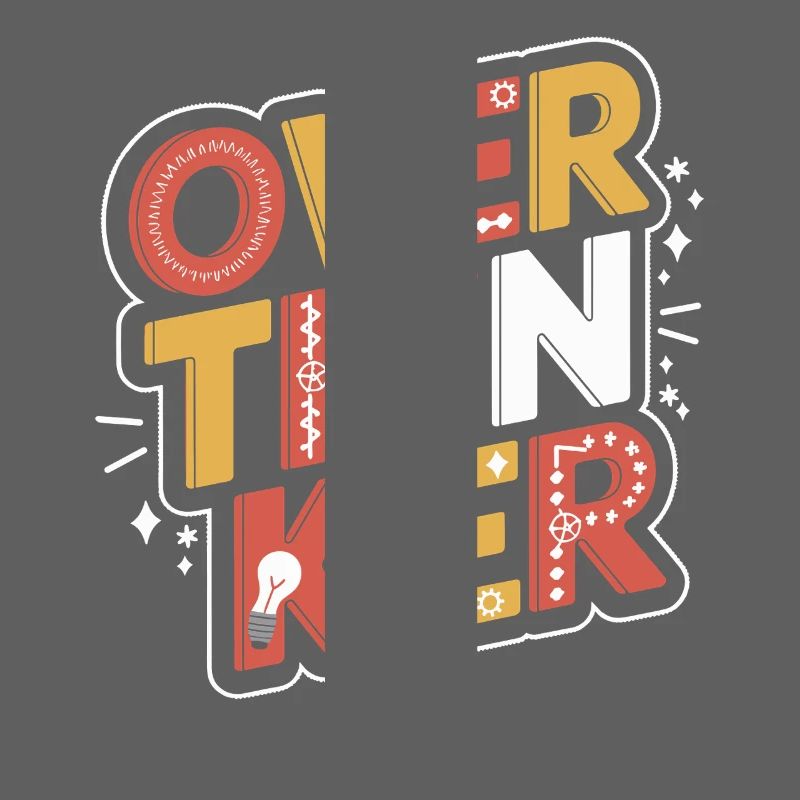 Creative overthinker design with light bulbs and