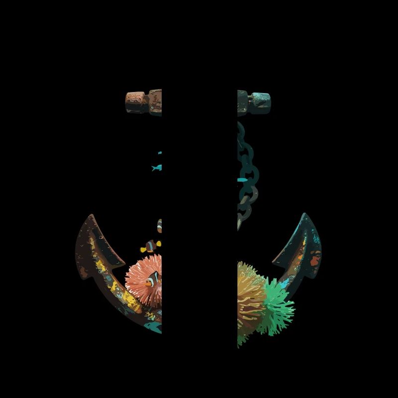 Maritime anchor with corals and fish