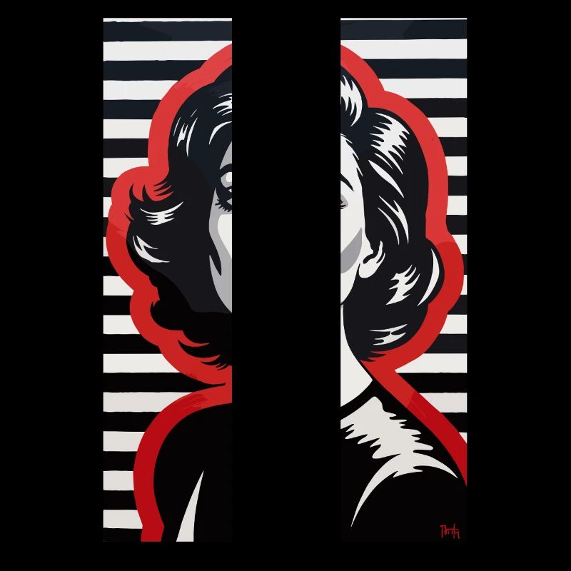 Stylish Retro Portrait with Striped Pattern