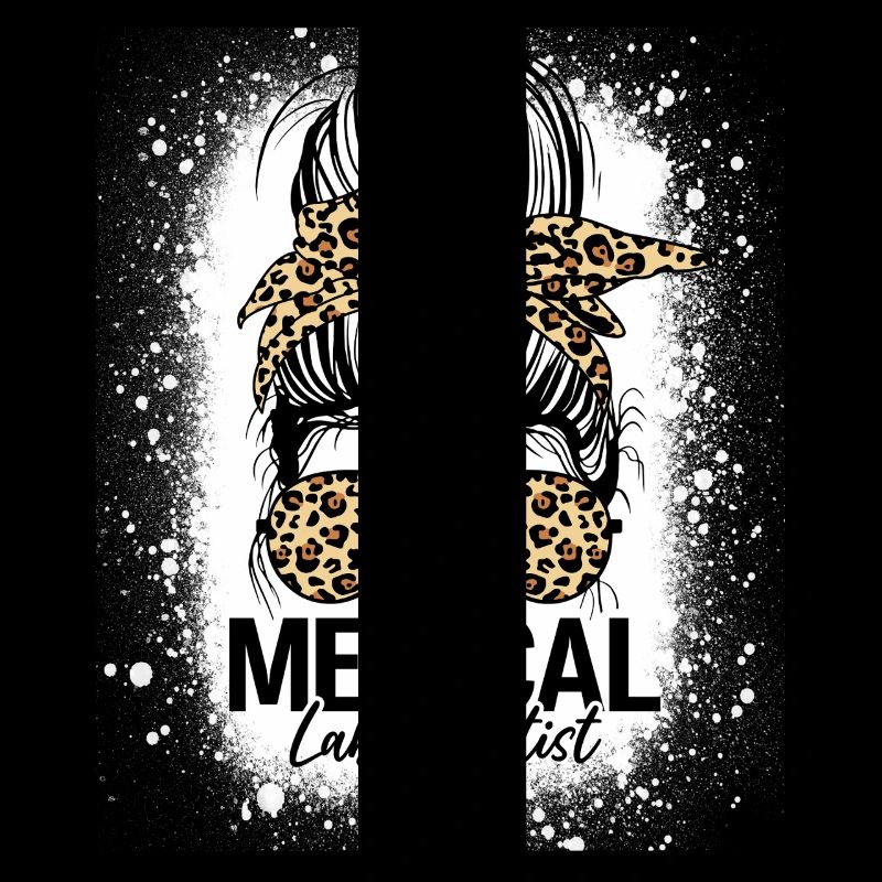 Medical Lab Scientist Messy Bun Leopard Funny Lab