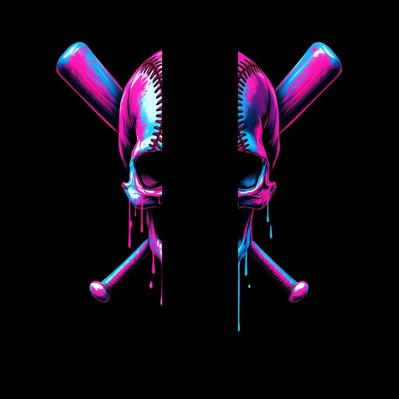 Baseball Skull Baseball Bat