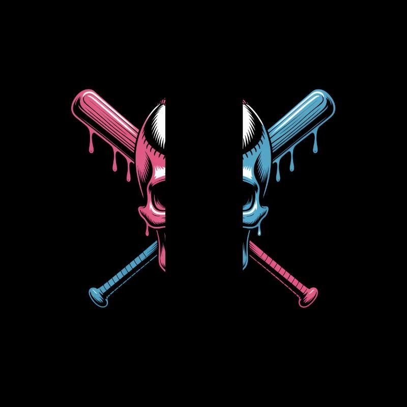 Baseball Skull Baseball Bat