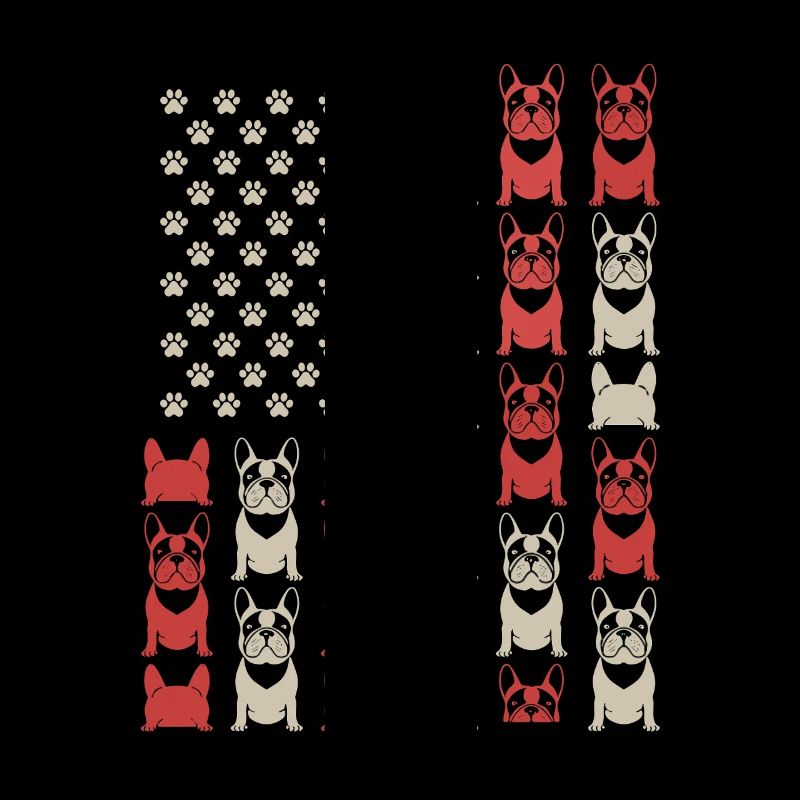 French Bulldogs Flag Dog Paws Pattern