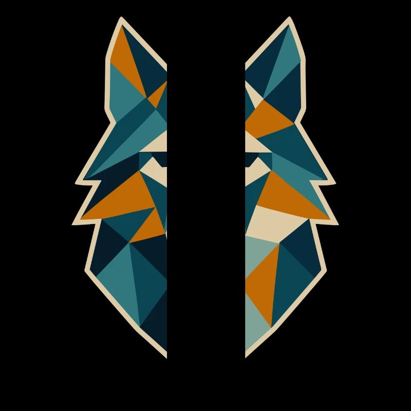 Geometric Wolf Head Polygon Style