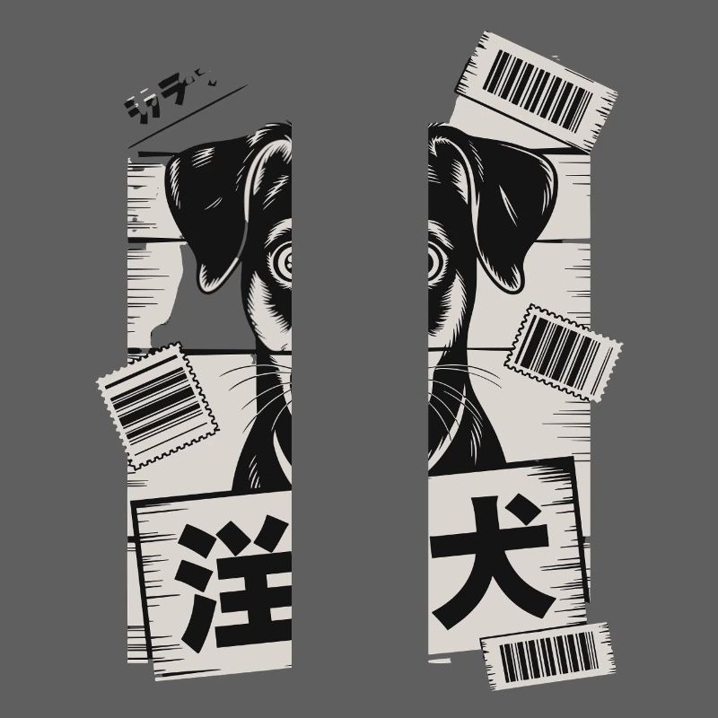 Chien mignon avec affiche de code-barres