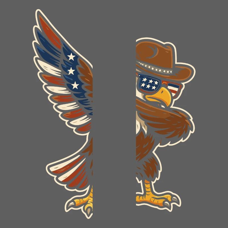 Cool eagle with cowboy hat and glasses