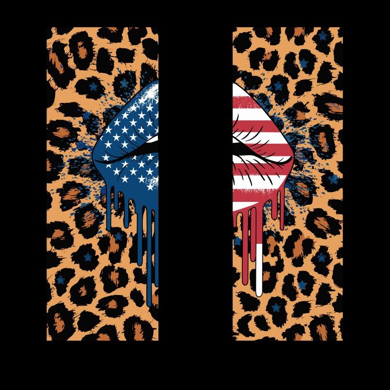 Lèvres léopard avec drapeau des États-Unis
