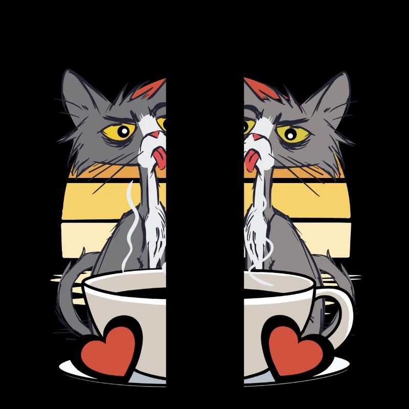 Valentin Retro Coffee Cup Partner Cats 80s