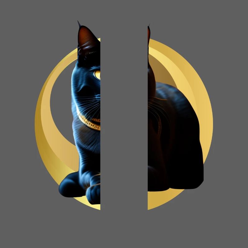 Chat noir collier doré